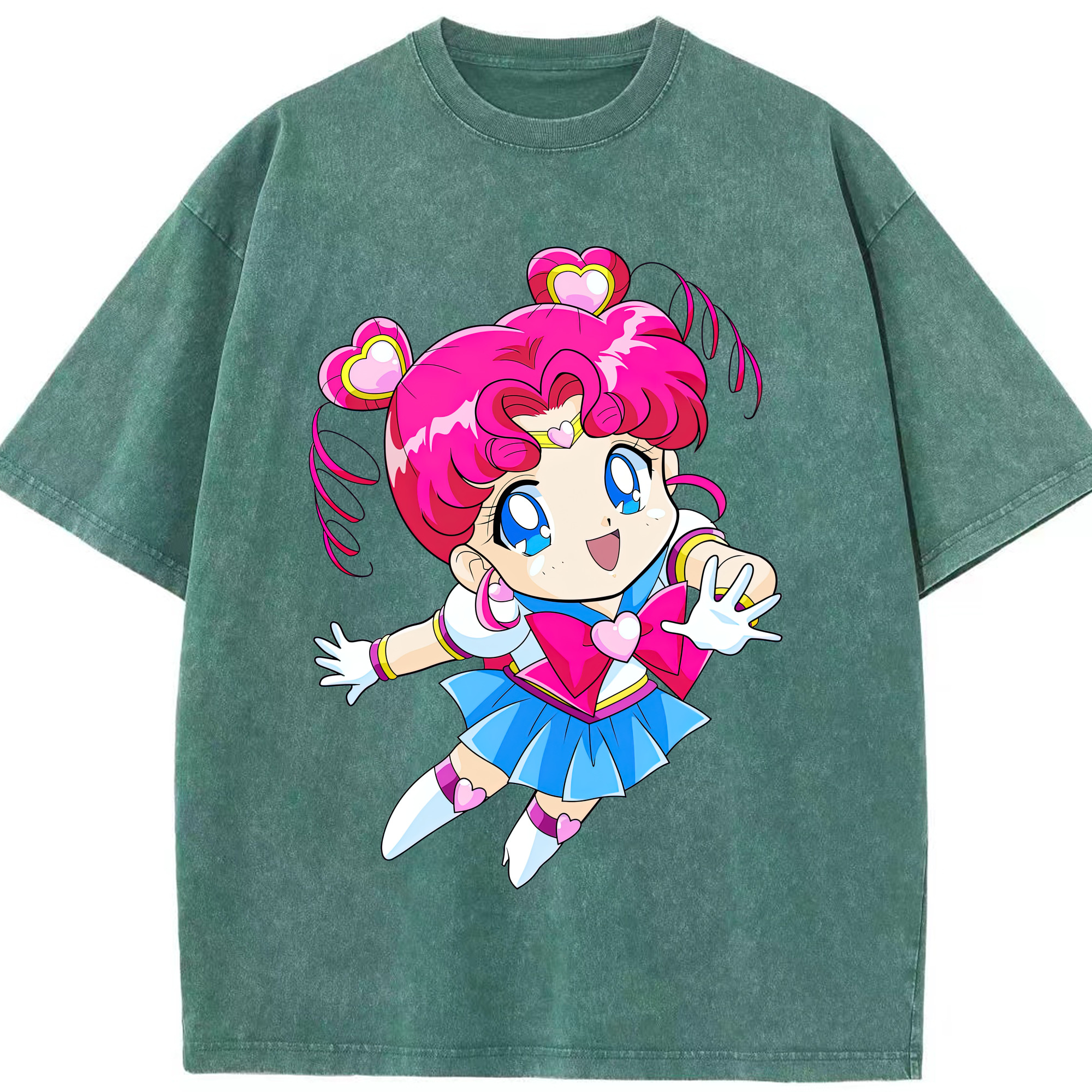 （画像用） 美少女戦士セーラームーン ちびうさ Sailor Moon Chibiusa Tsukino Usagi Small Lady Serenity 綿100% ヴィンテージ風 半袖Tシャツ（フロントプリント）